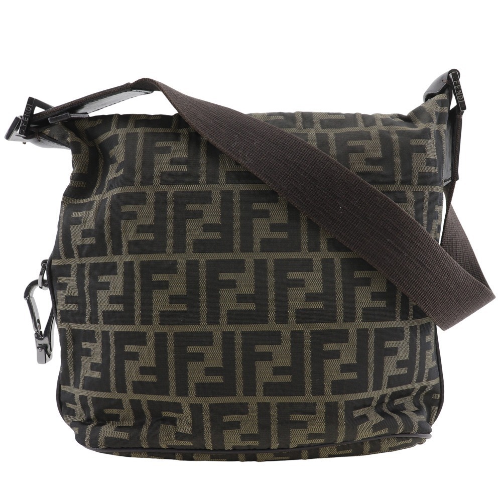 Fendi Zucca shoulder bag one nylon canvas brown zipper